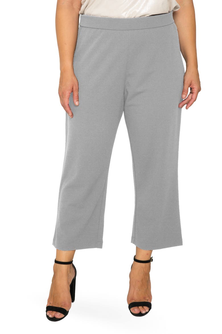 High Waist Stretch Crepe Crop Pants, Main, color, DARK GREY