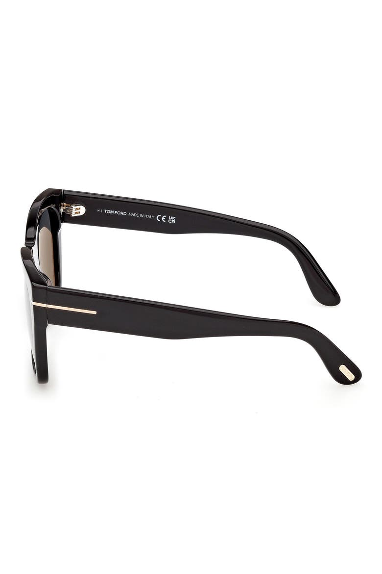 Flynn 55mm Polarized Butterfly Sunglasses, Alternate, color, SHINY BLACK /T/ LOGO / POLARIZED SMOKE LENS