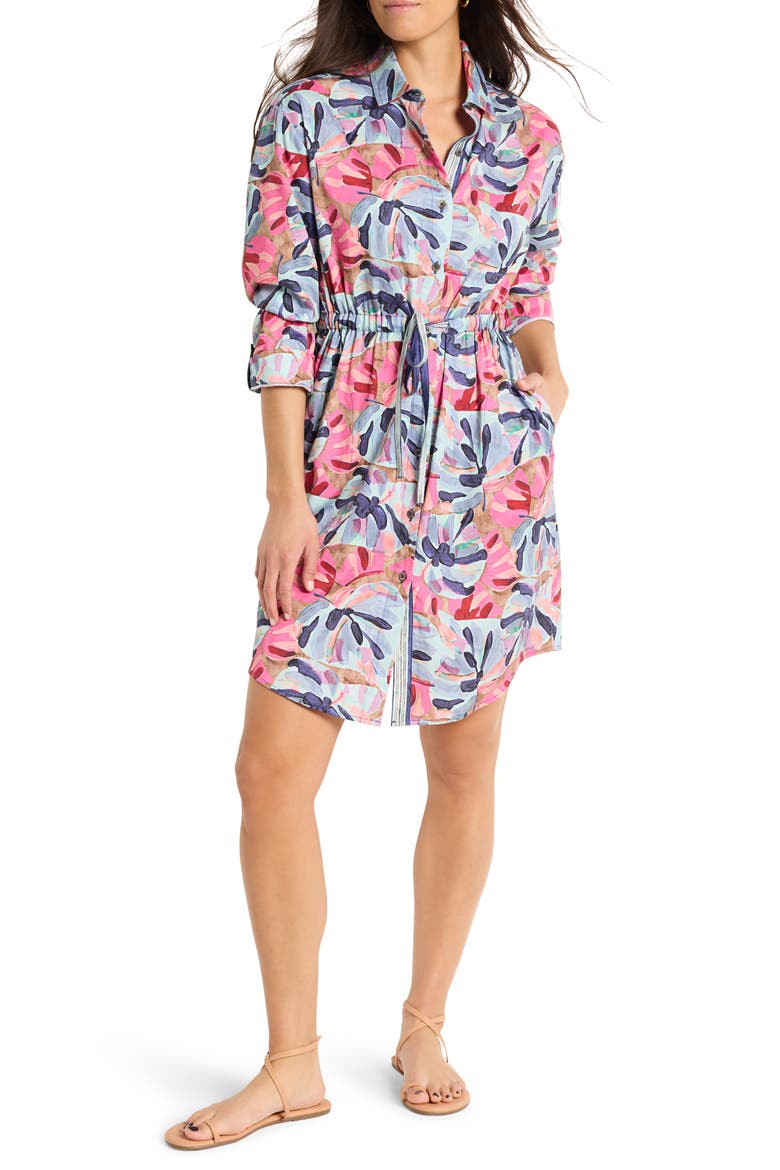 Firework Foliage Syd Shirtdress, Main, color, BLUE MULTI