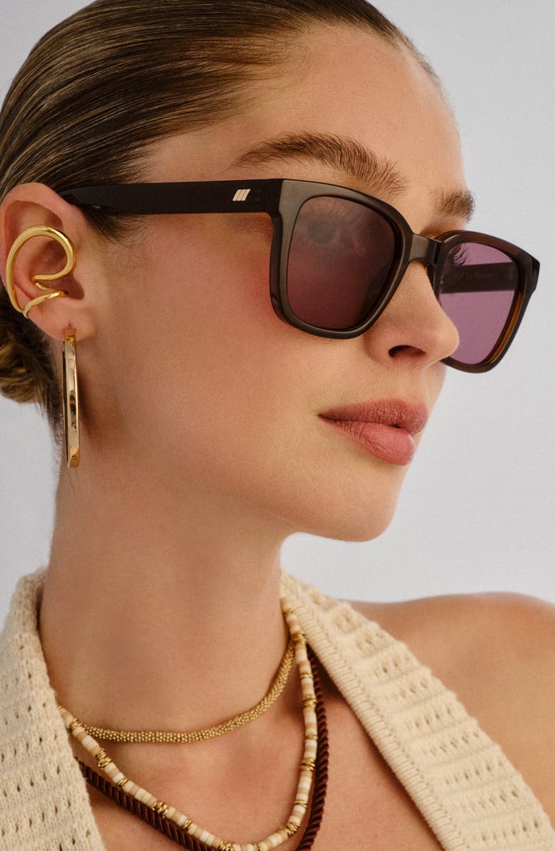 Le Specs Elixir 52mm Polarized Square Sunglasses, Alternate, color, Dark Chocolate / Smokey Brown