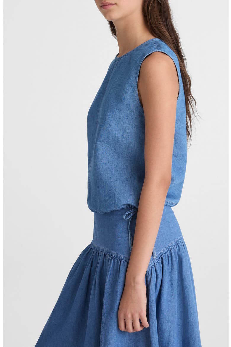 Cinched Denim Shell Top, Alternate, color, IRVING WASH