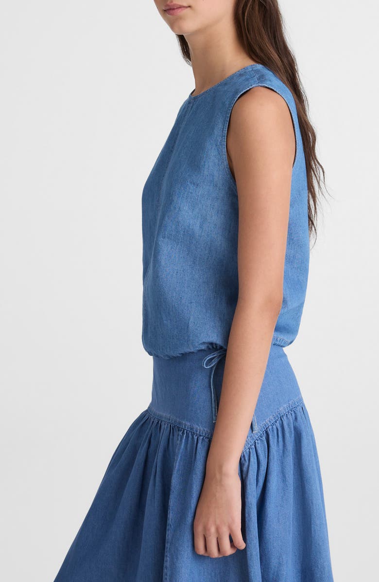 Madewell Cinched Denim Shell Top, Alternate, color, Irving Wash