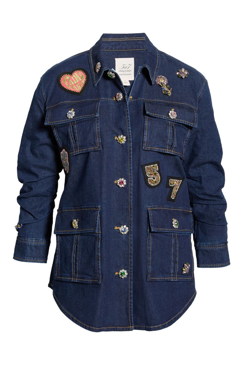 Retro Love Vera Stretch Denim Jacket, Alternate, color, ABYSS/ MULTI