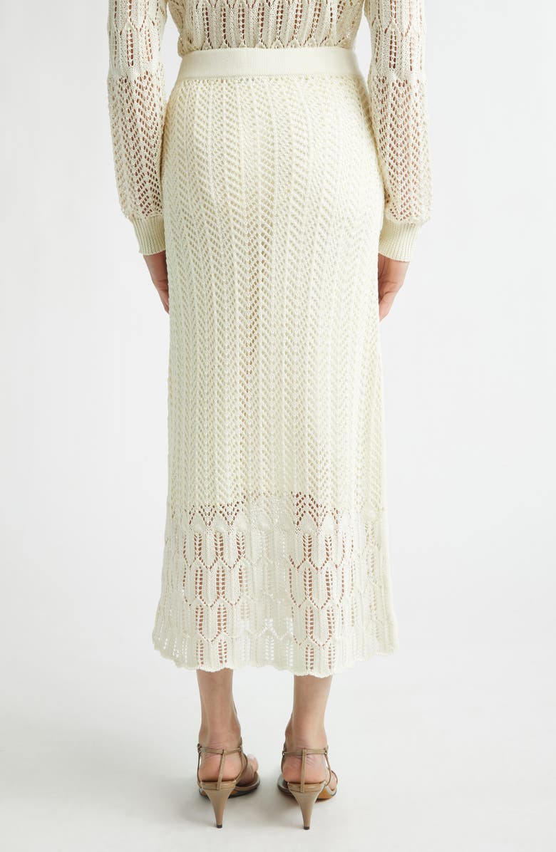 Jil Sander Cotton Crochet Midi Skirt, Alternate, color, Eggshell