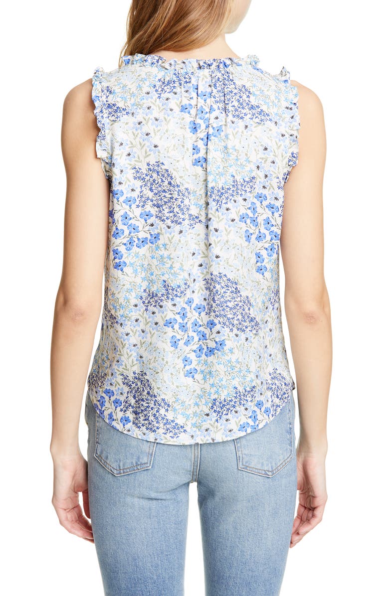 Rebecca Taylor Floral Shirred Silk Tank Top, Alternate, color, 