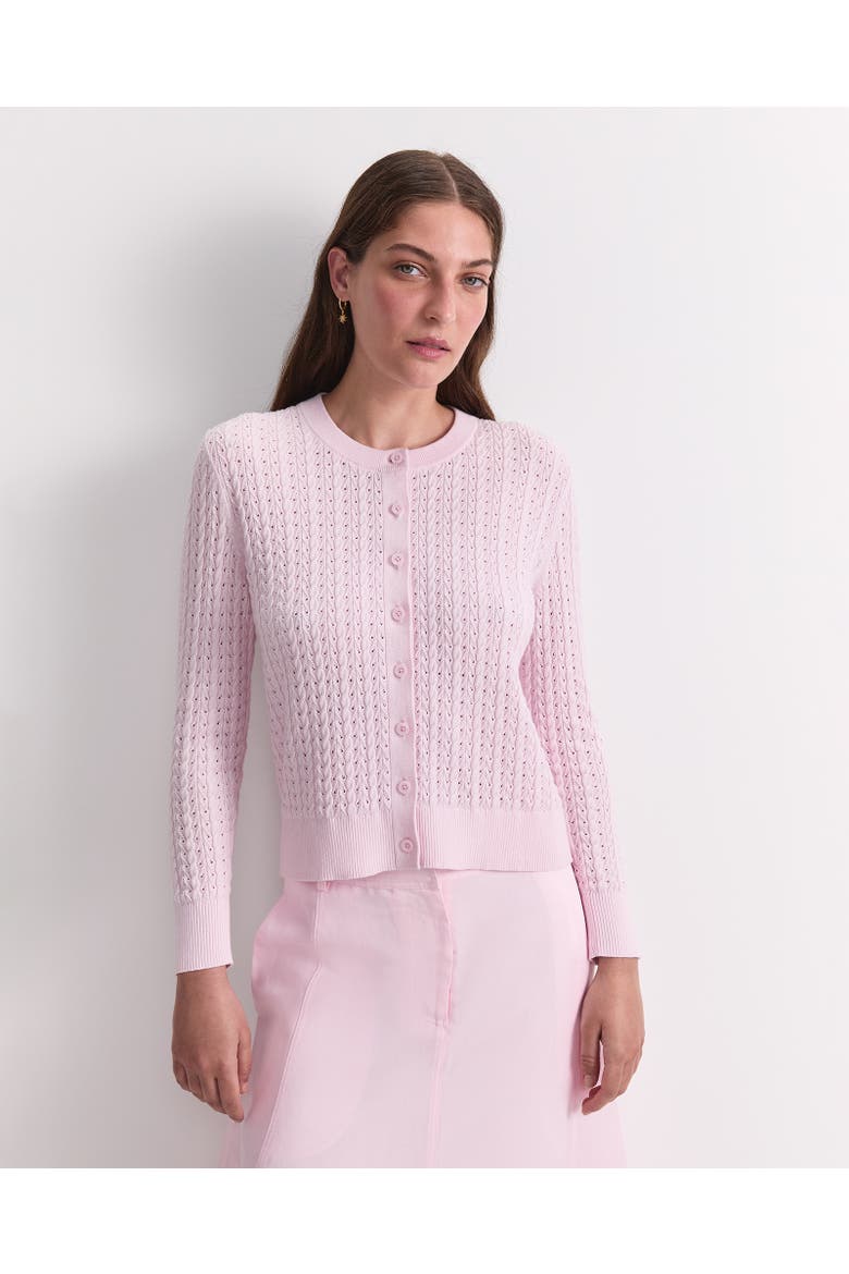 Elka Pointelle Knit Cardigan, Main, color, Blush
