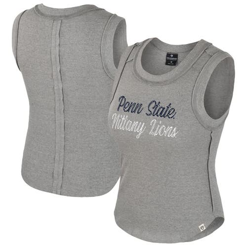Colosseum Heather Gray Penn State Nittany Lions Beach You Ribbed Tri-blend Tank Top In Gray