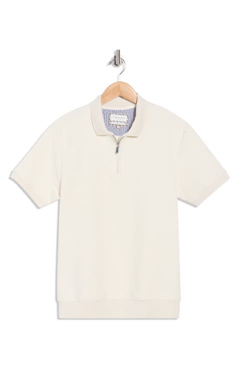 Quarter Zip Textured Knit Polo