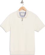 DENIM AND FLOWER Quarter Zip Textured Knit Polo