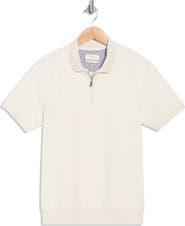 DENIM AND FLOWER Quarter Zip Textured Knit Polo