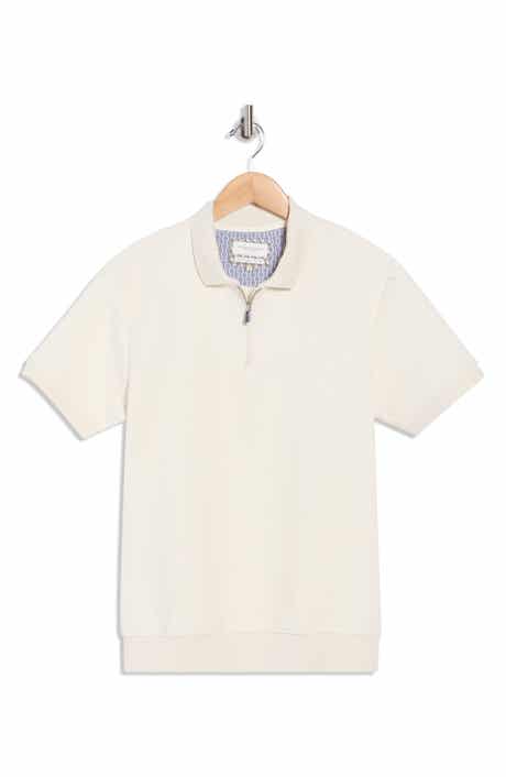 DENIM AND FLOWER Quarter Zip Textured Knit Polo