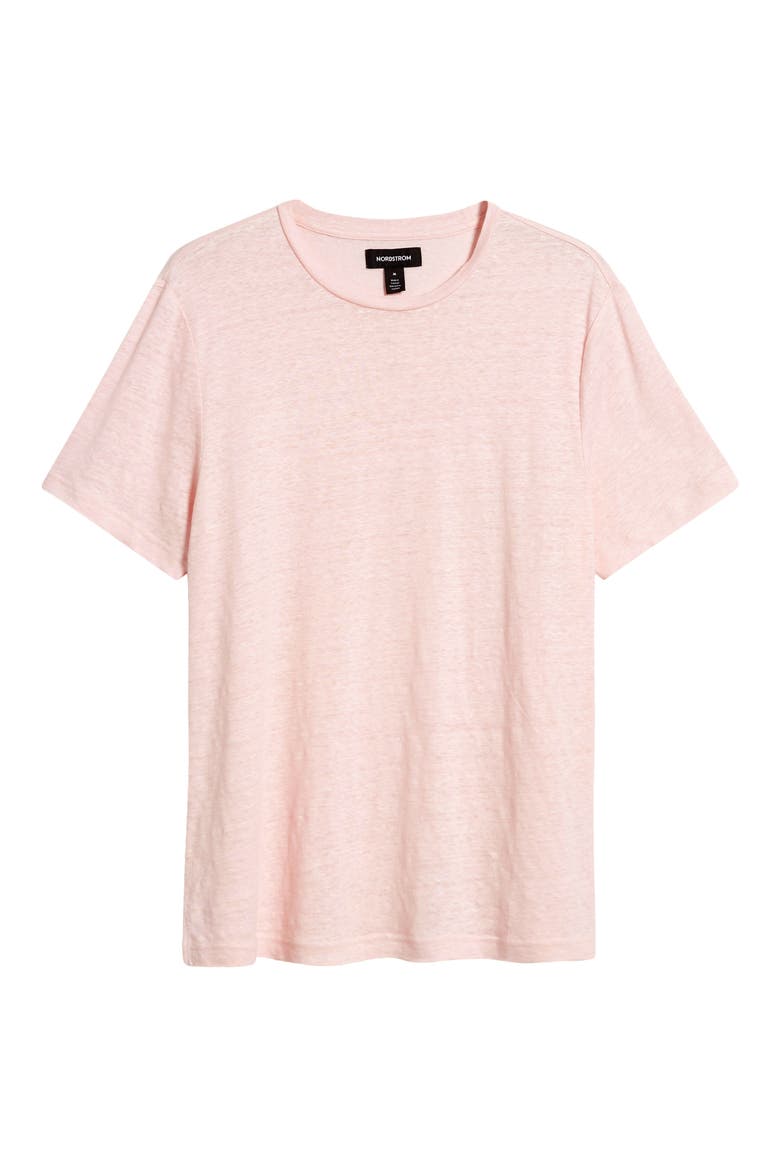 Men's Linen Crewneck T-Shirt, Alternate, color, PINK CAKE