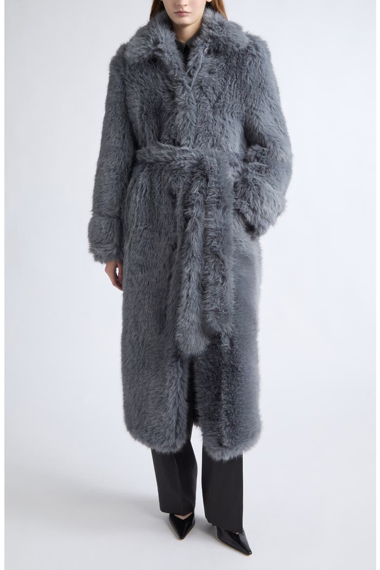 Hana Faux Fur Coat, Main, color, DOVE BLUE