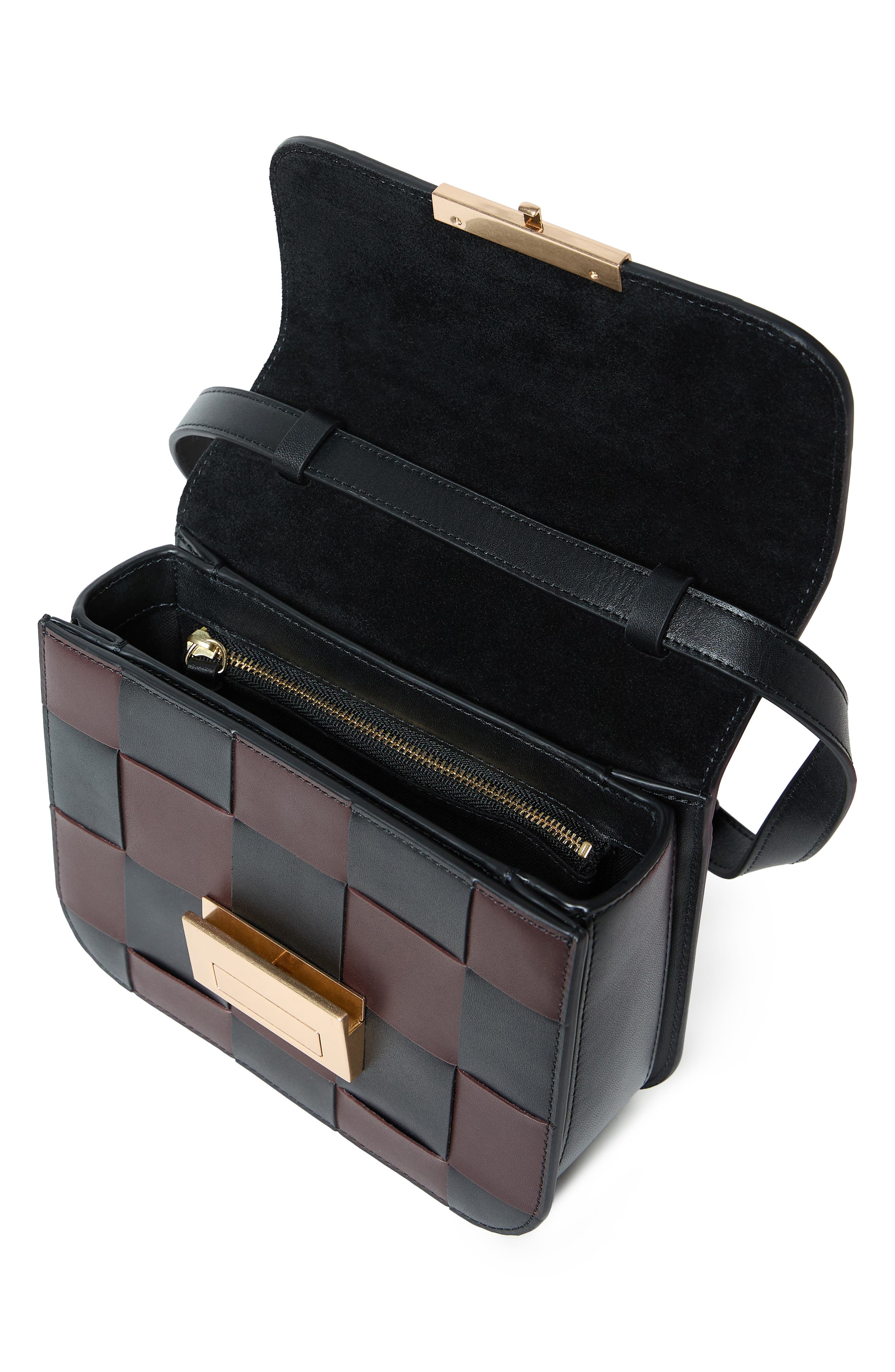 Loeffler Randall Desi Woven Leather Crossbody Bag, Alternate, color, Black/ Espresso