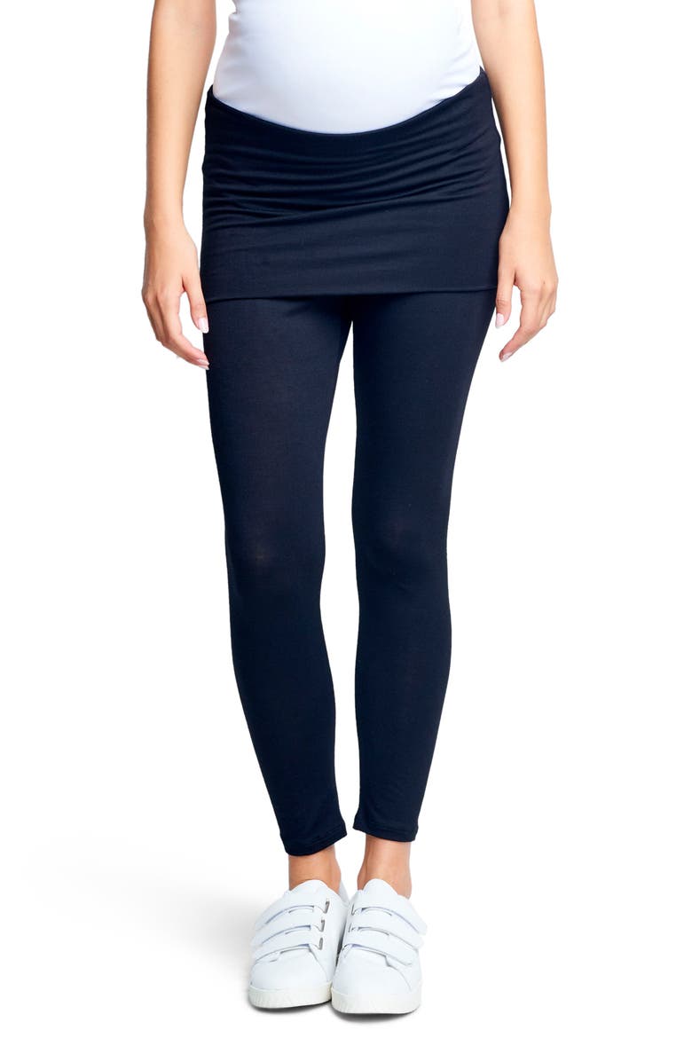 Belly Support Maternity Leggings, Main, color, BLACK