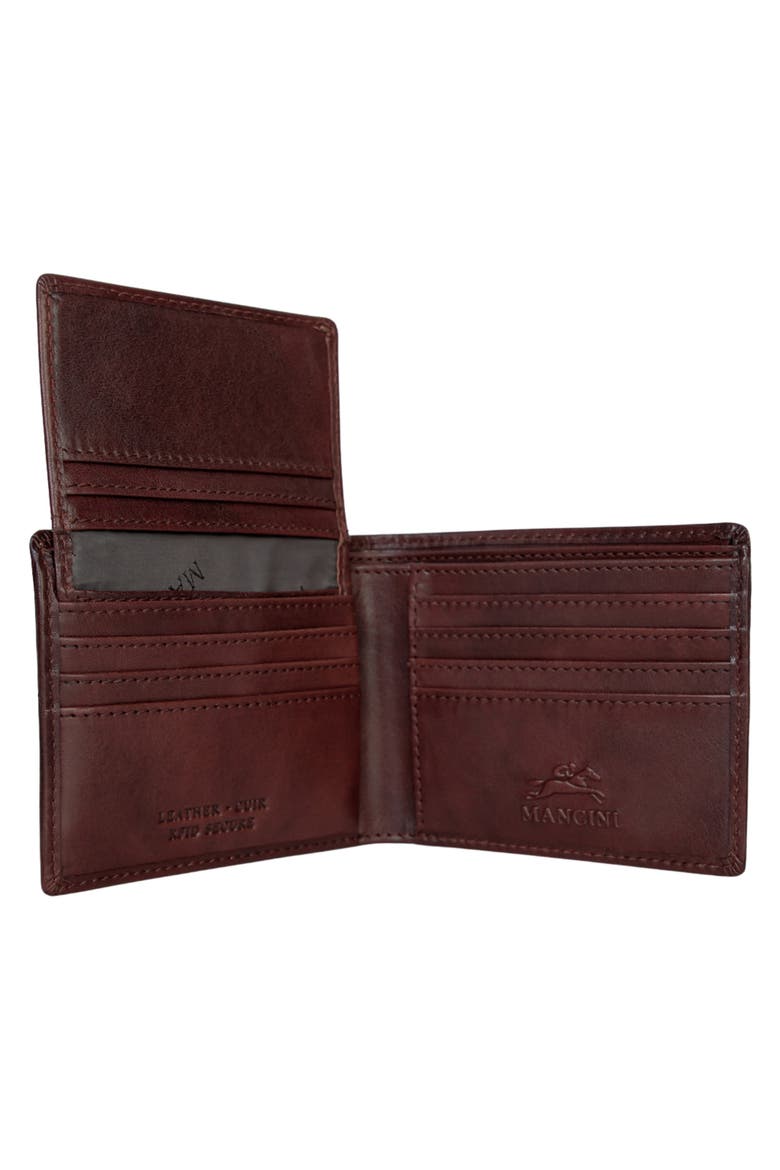 RFID Secure Leather Left Wing Wallet, Alternate, color, BROWN