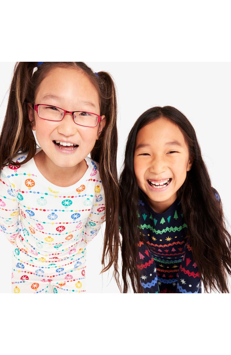 Primary Kids Organic Long Sleeve PJ Top In Festive Prints, Alternate, color, 
