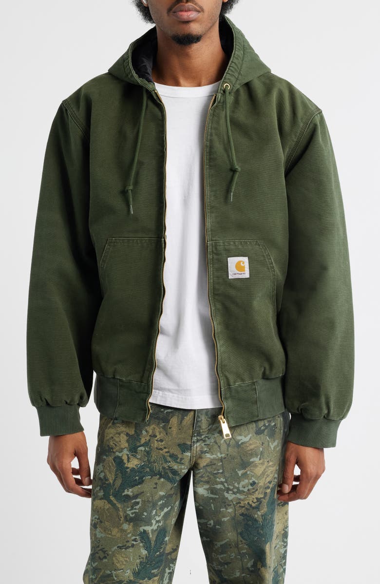 Carhartt Work In Progress OG Active Insulated Hooded Organic Cotton Canvas Jacket, Main, color, Olive