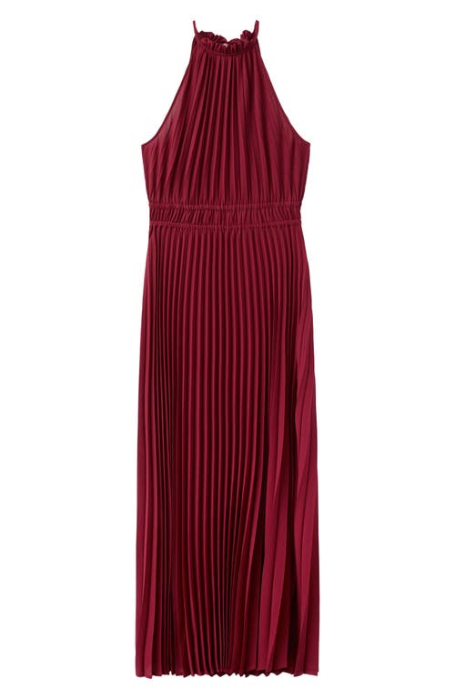 Mango Pleated Halter Neck Midi Dress In Red