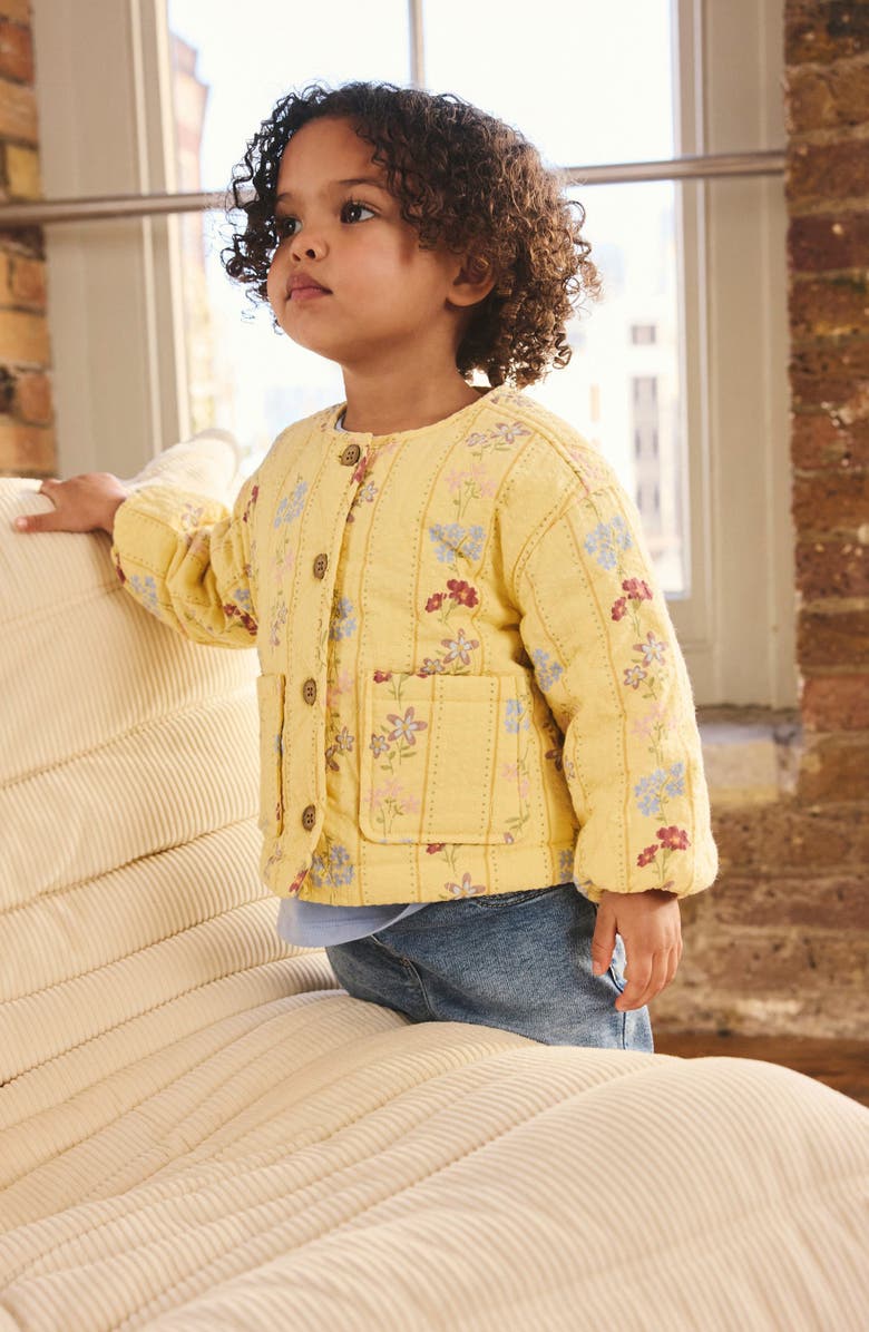 NEXT Kids' Floral Quilted Jacket, Alternate, color, Yellow