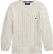 Polo Ralph Lauren Kids' Cotton Cable Knit Crewneck Sweater