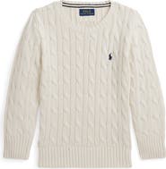Polo Ralph Lauren Kids' Cotton Cable Knit Crewneck Sweater