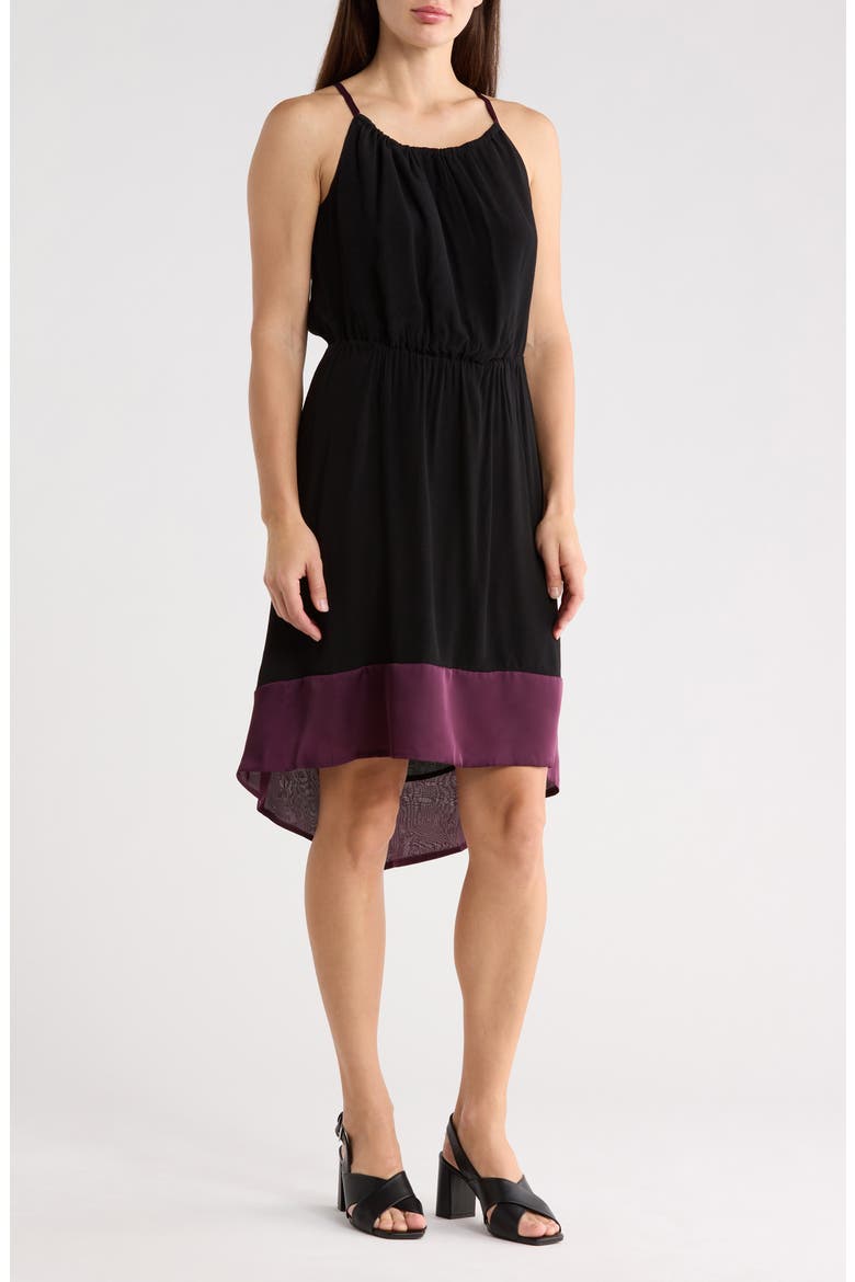 Colorblock Halter Dress, Main, color, BLACK