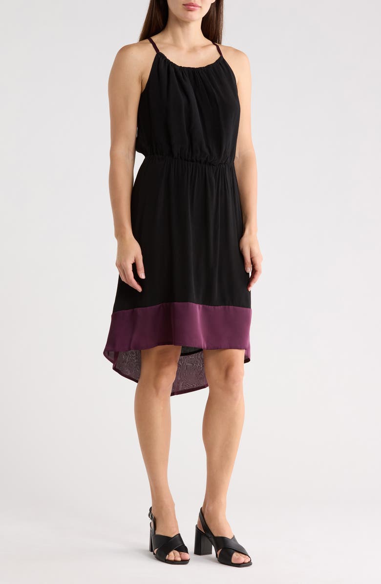 matty m. Colorblock Halter Dress, Main, color, Black
