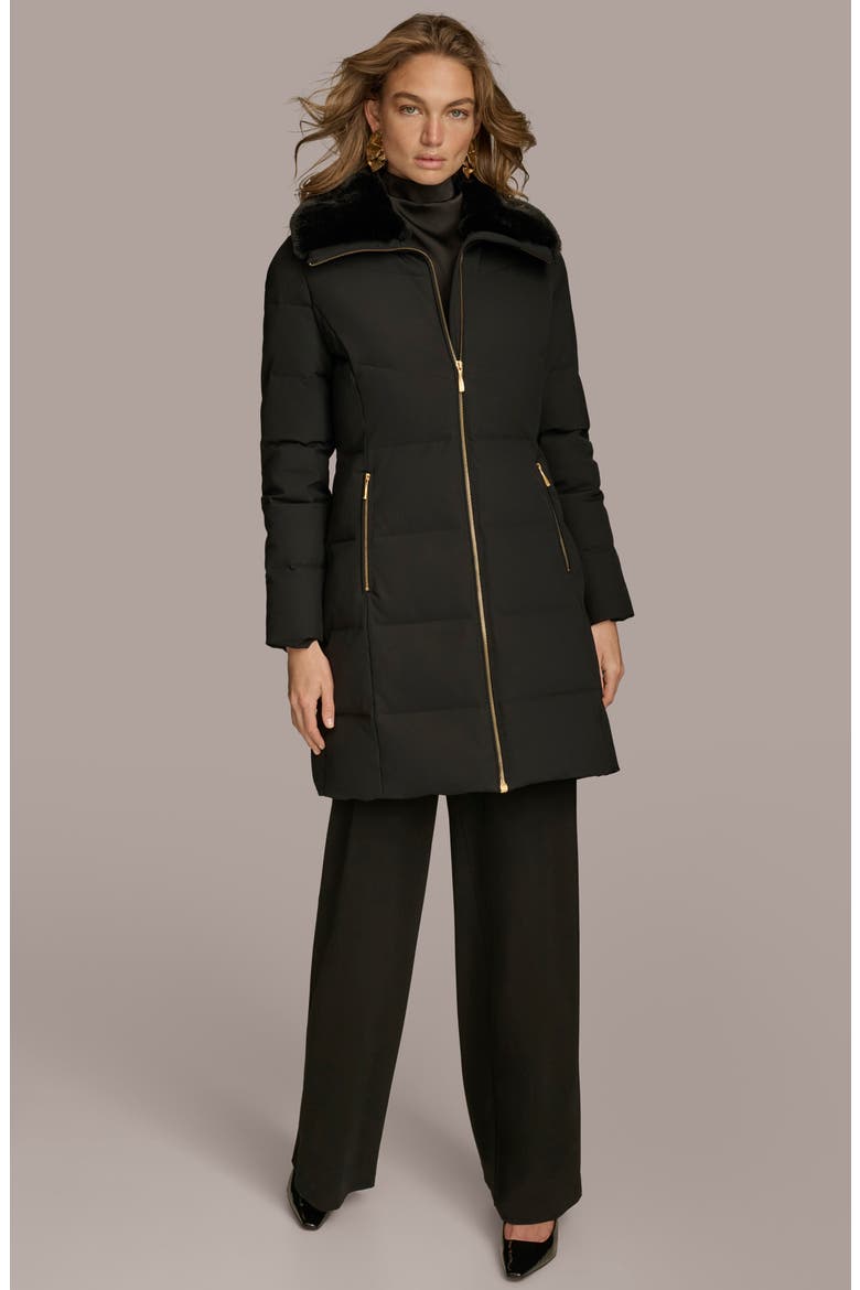 Walker Puffer Coat with Faux Fur Trim, Alternate, color, BLACK