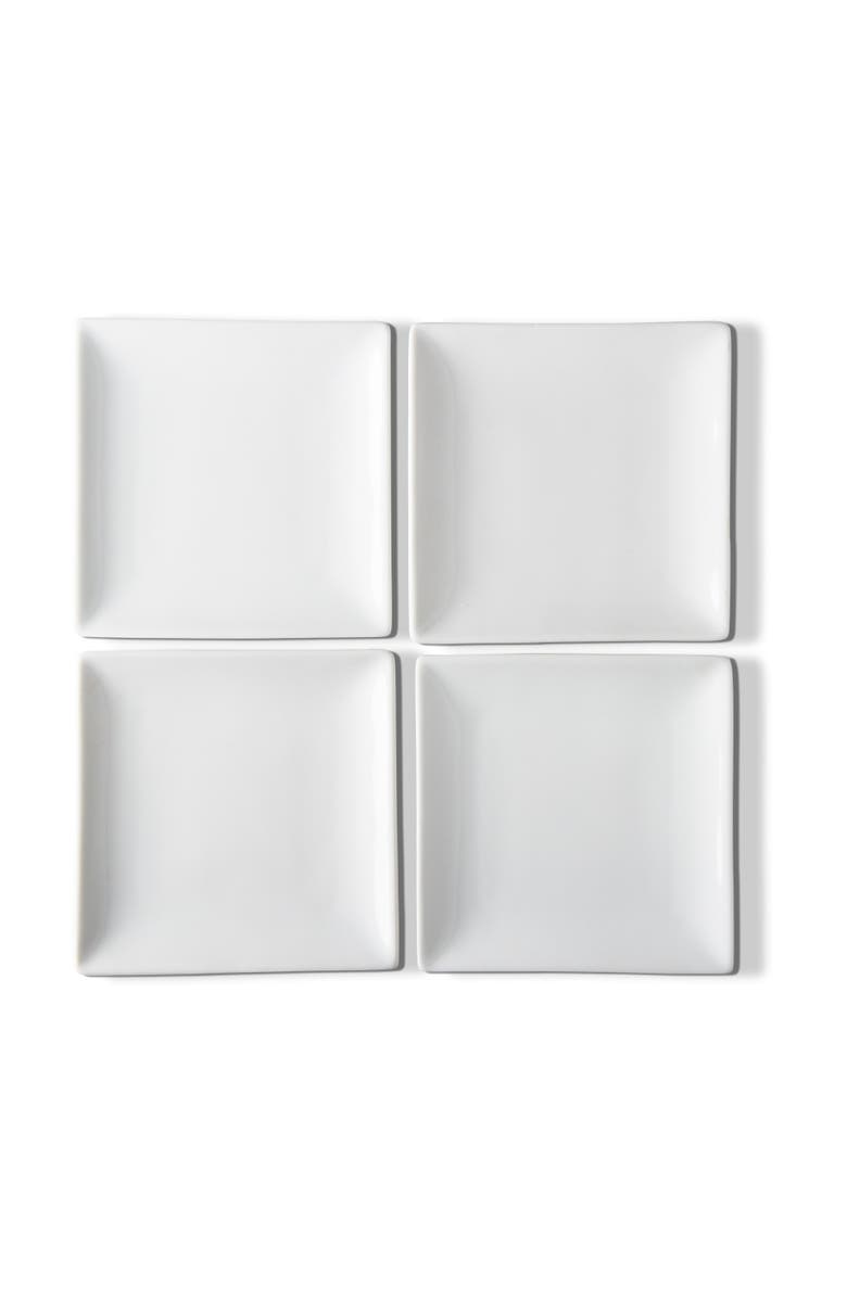 tag Whiteware Square Plate Set of Four Porcelain Dinnerware, Main, color, White