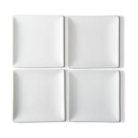 Whiteware Square Plate Set of Four Porcelain Dinnerware