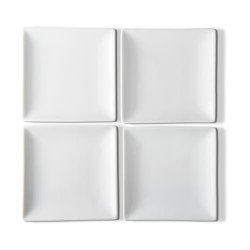 Tag Whiteware Square Plate Set Of Four Porcelain Dinnerware In White