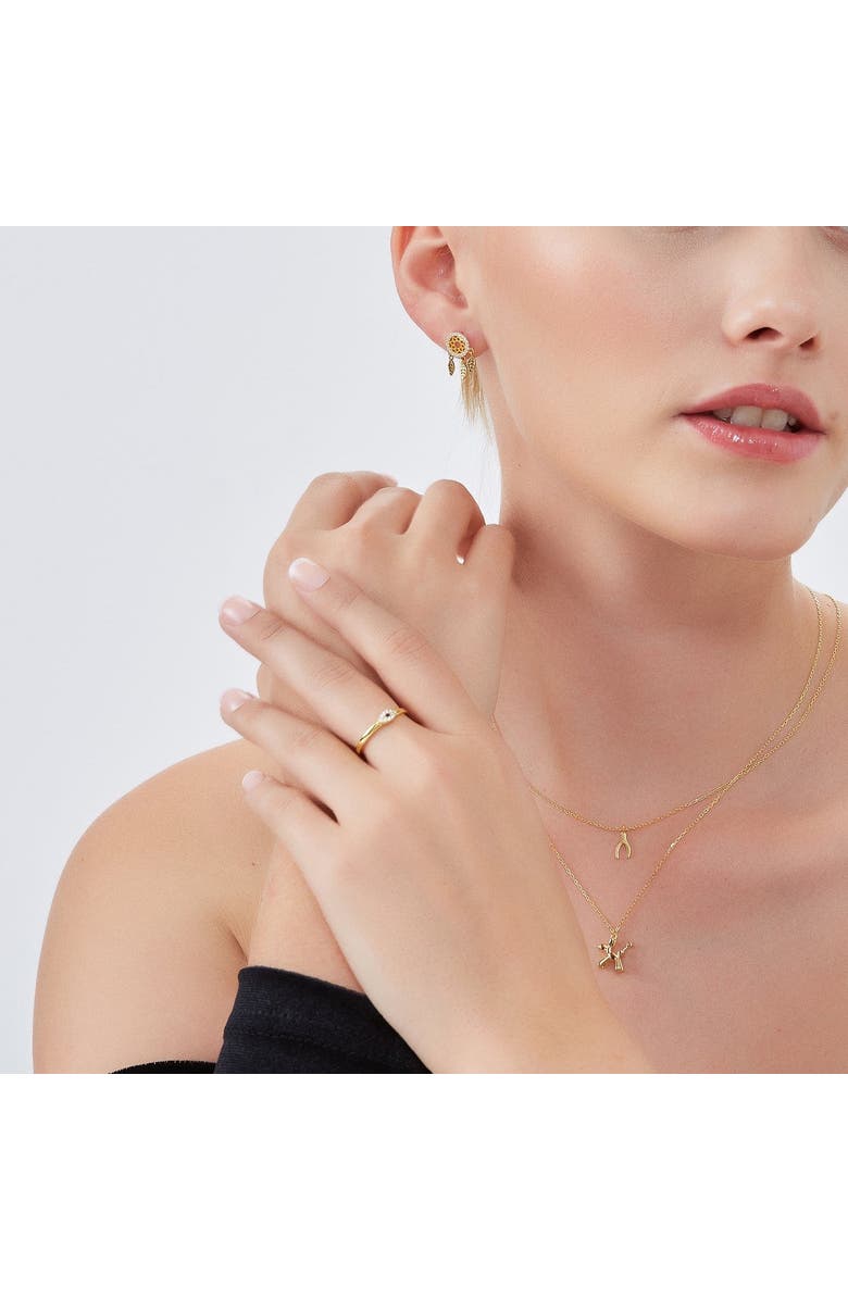 Spero London Eye Sterling Silver Adjustable Stacking Ring Evil Eye, Alternate, color, Gold