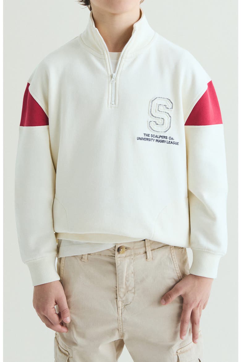 Kids High Neck Zipper Sweatshirt, Main, color, OffWhite