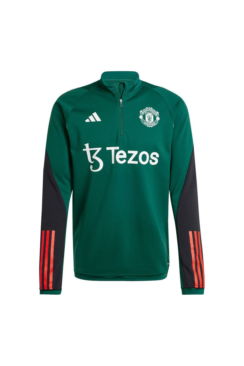 Men's adidas Green Manchester United 2023/24 AEROREADY® Raglan Quarter-Zip Training Top, Alternate, color, Green