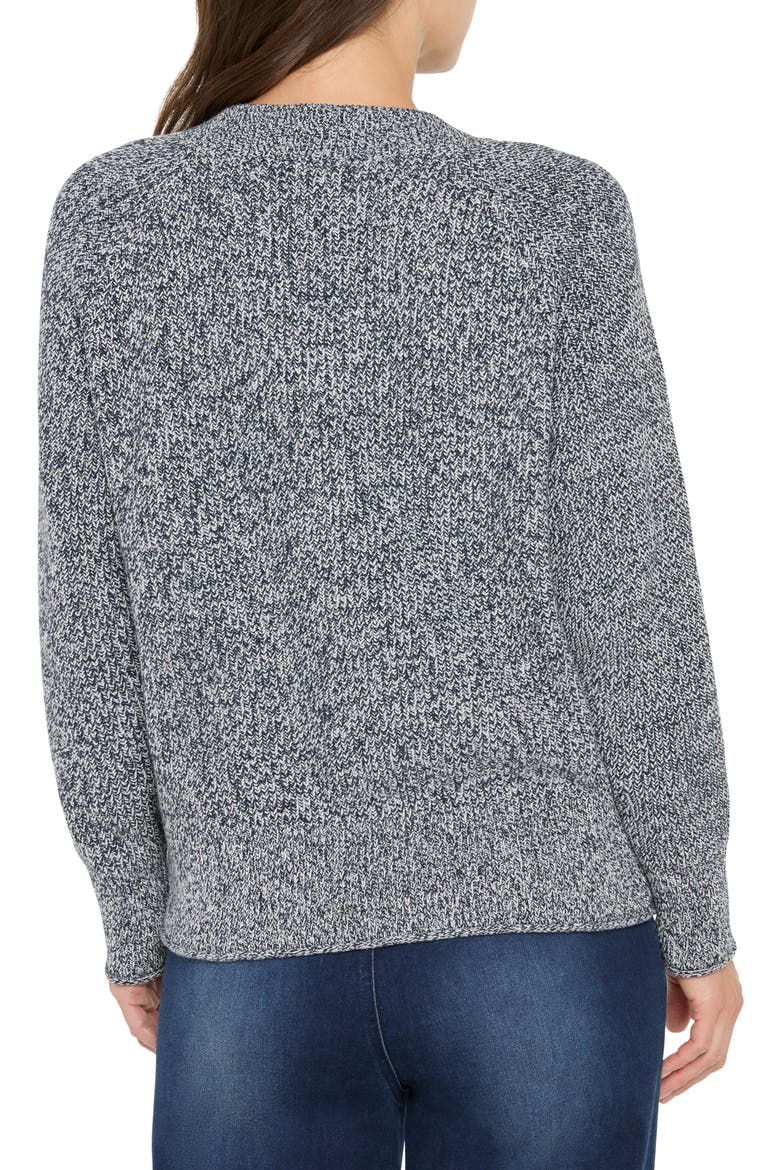 Shaker Stitch V-Neck Sweater, Alternate, color, INDIGO MIX