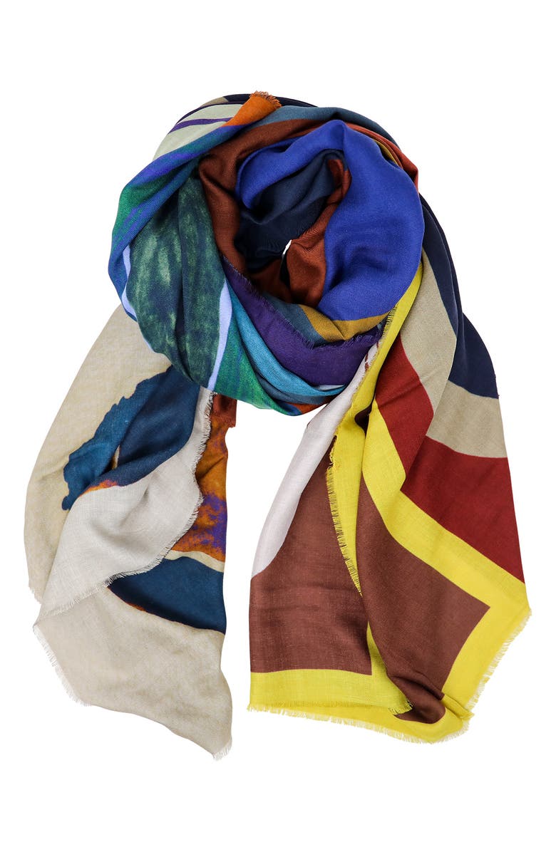 Nicoletta Rosi Reversible Print Fringe Scarf, Alternate, color,