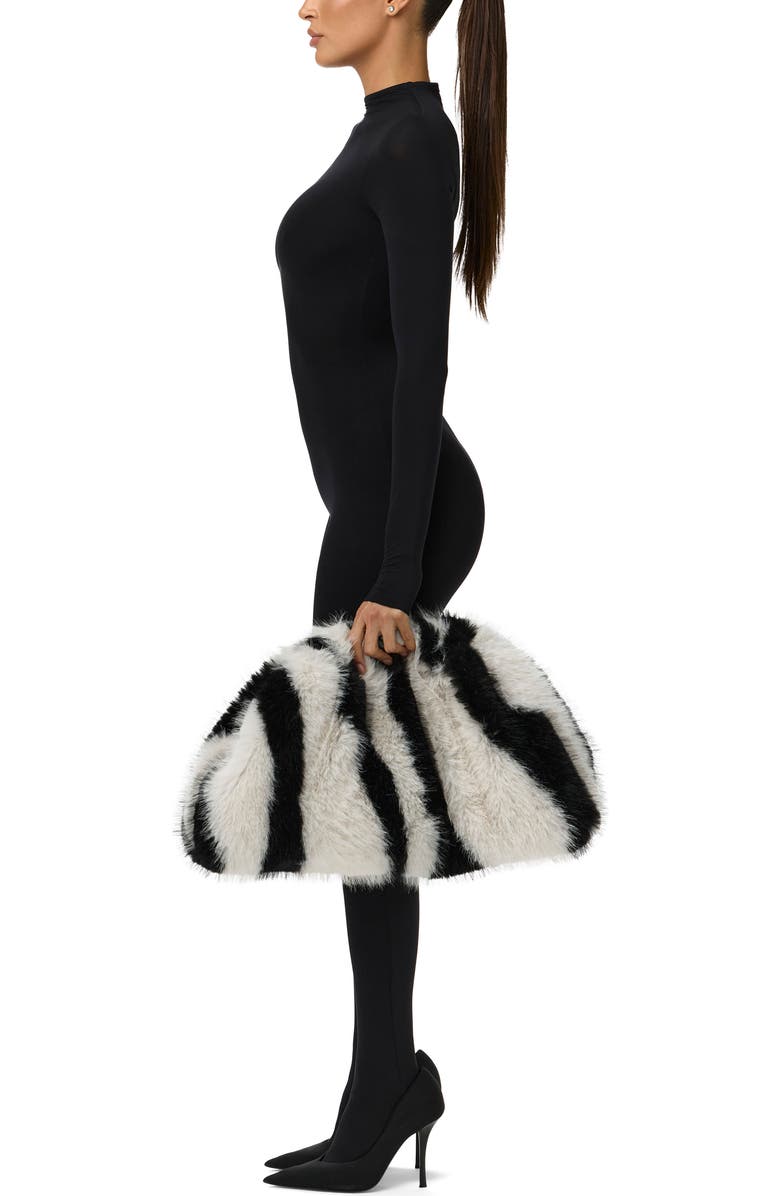 Naked Wardrobe Zebra Faux Fur Large Clutch, Alternate, color,
