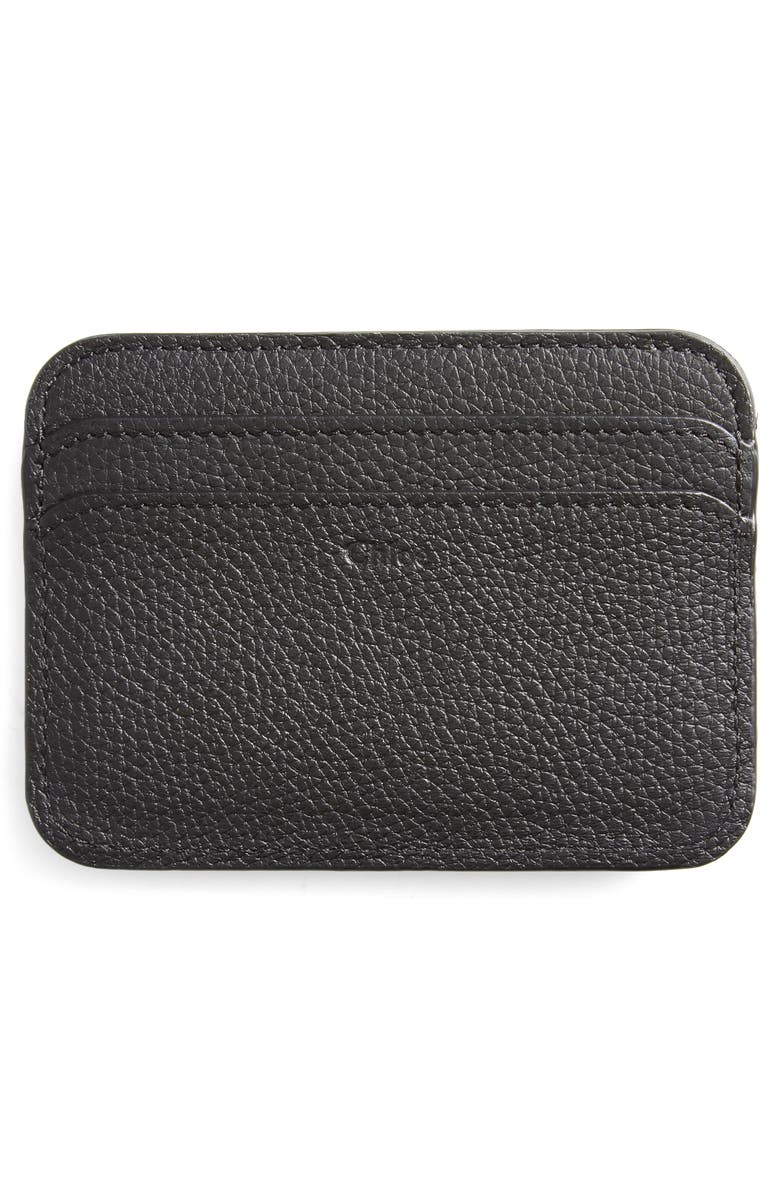 Chloé Slide Calfskin Leather Card Case, Alternate, color, 