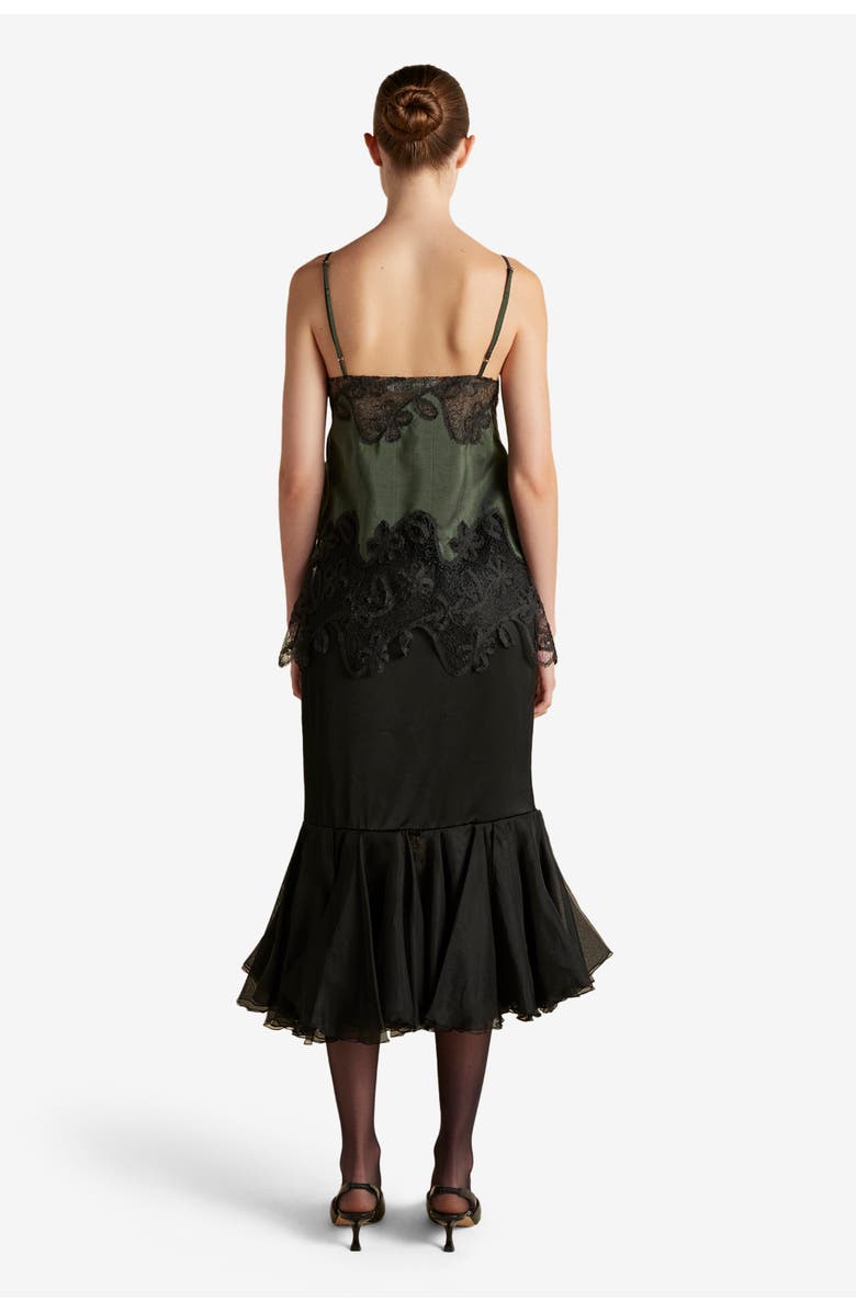 Marina Moscone Cady Skirt with Organza Founce Hem, Alternate, color, Black