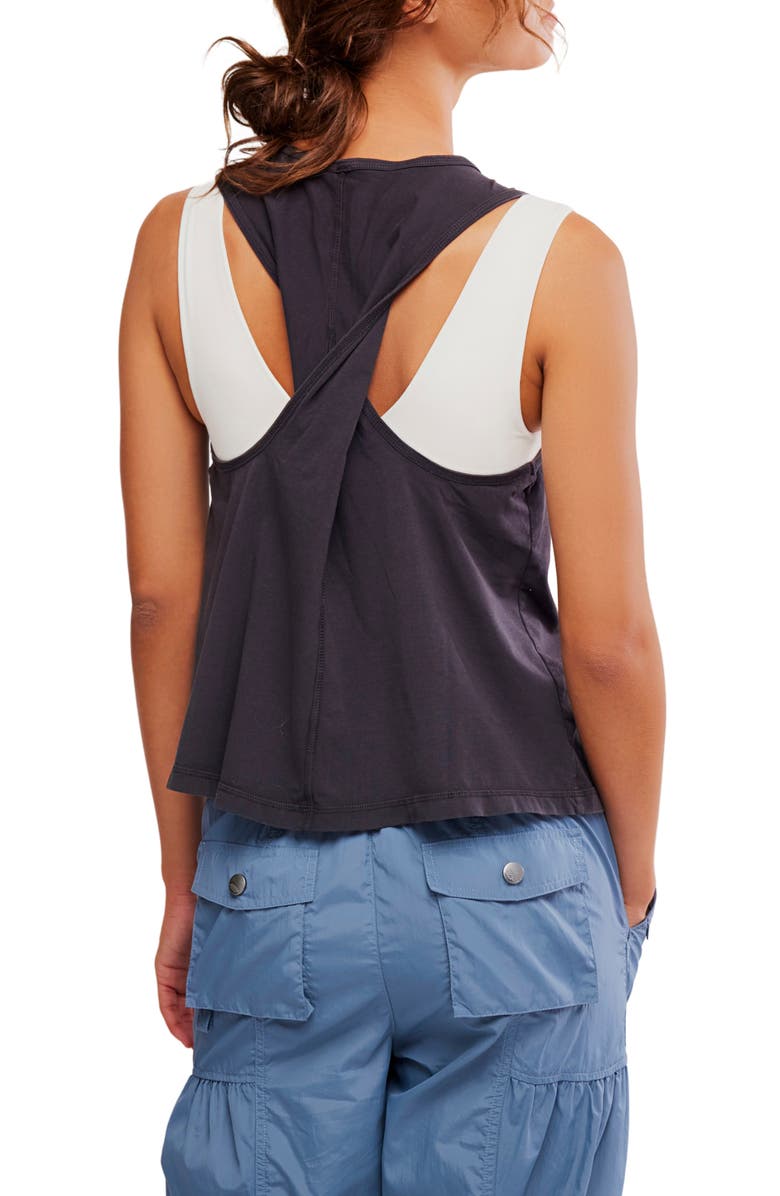 Free People Hot Shot Twist Back Tank, Alternate, color, Black