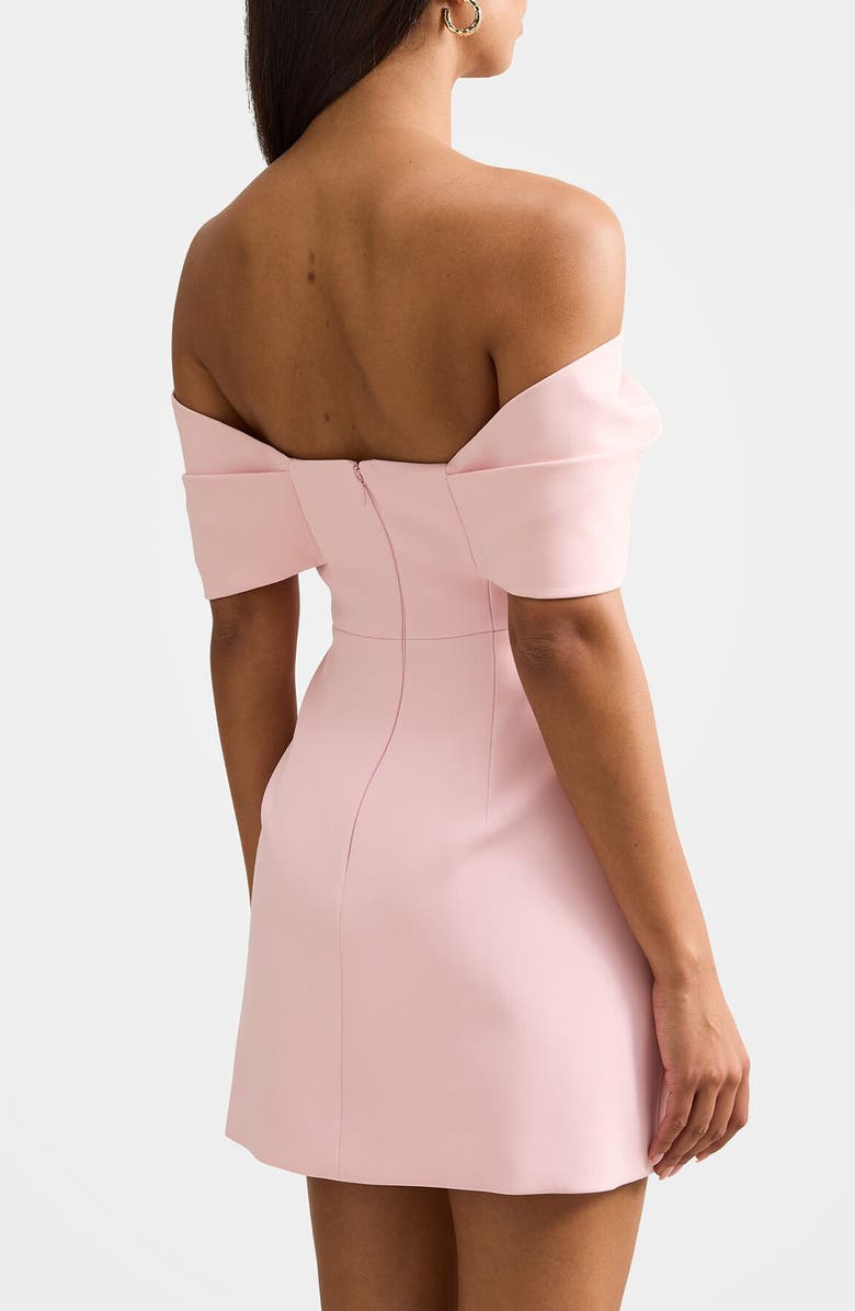 Ever New Scottie Off the Shoulder Bow Minidress, Alternate, color, Pretty Pink