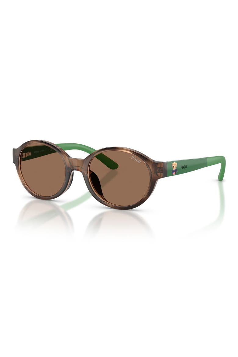 Kids 45mm Round Sunglasses, Alternate, color, SHINY DARK HAVANA / DARK BROWN