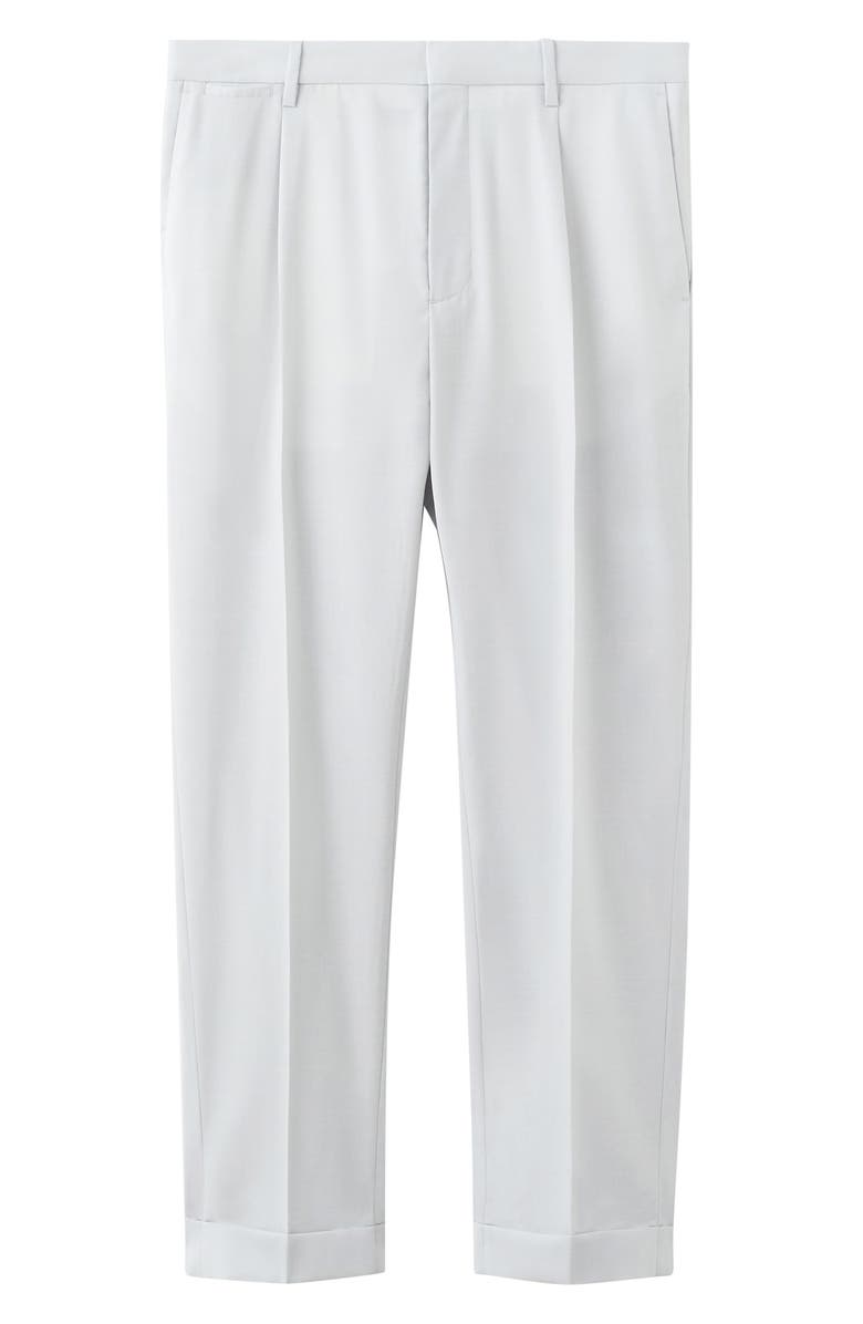 MANGO Pleated Wool Wide Leg Pants, Alternate, color, Light Heather Grey