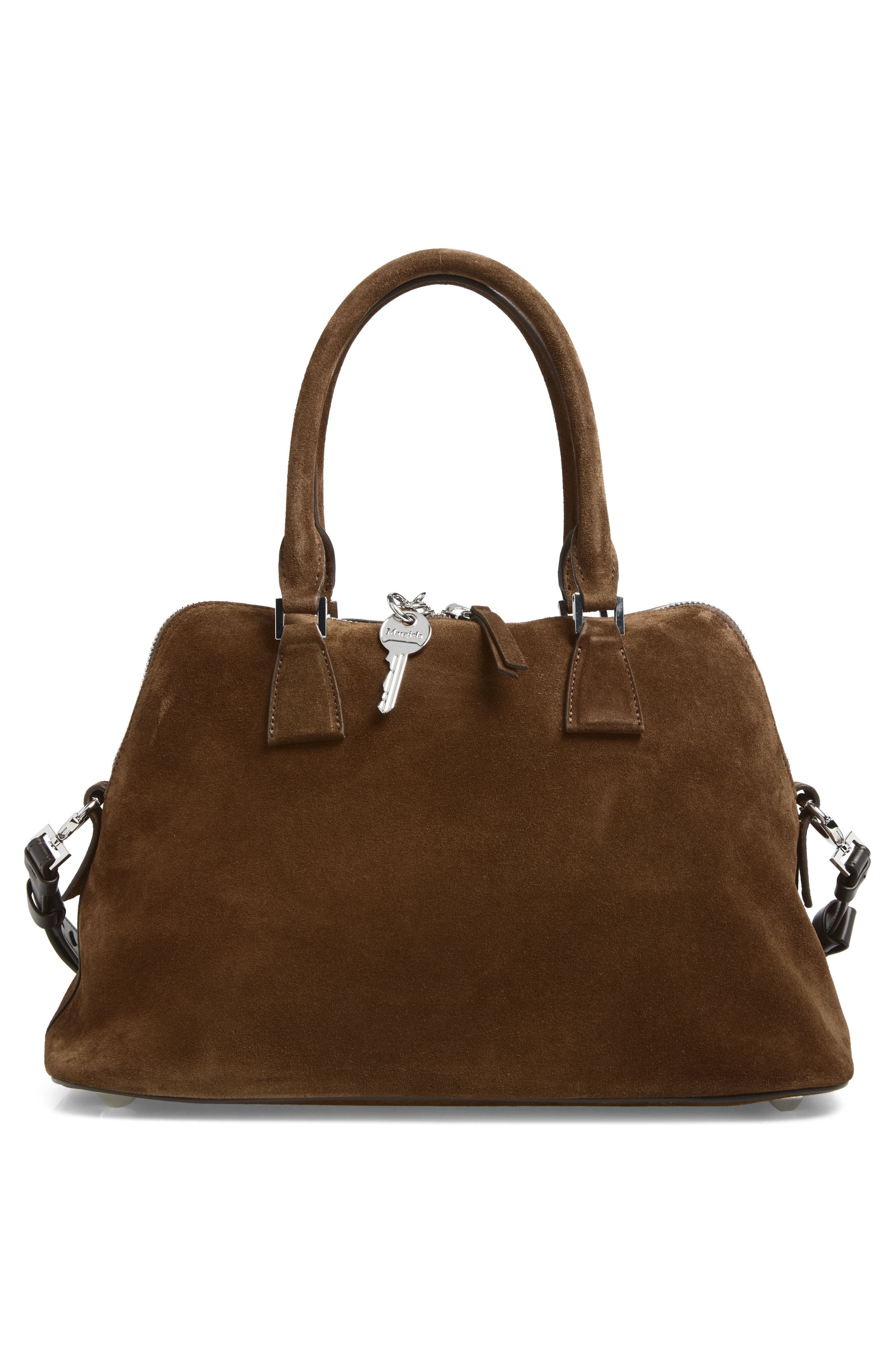 Maison Margiela Medium 5AC Soft Suede & Canvas Handheld Bag, Alternate, color, Roches/ Ivory/ Dark Brown