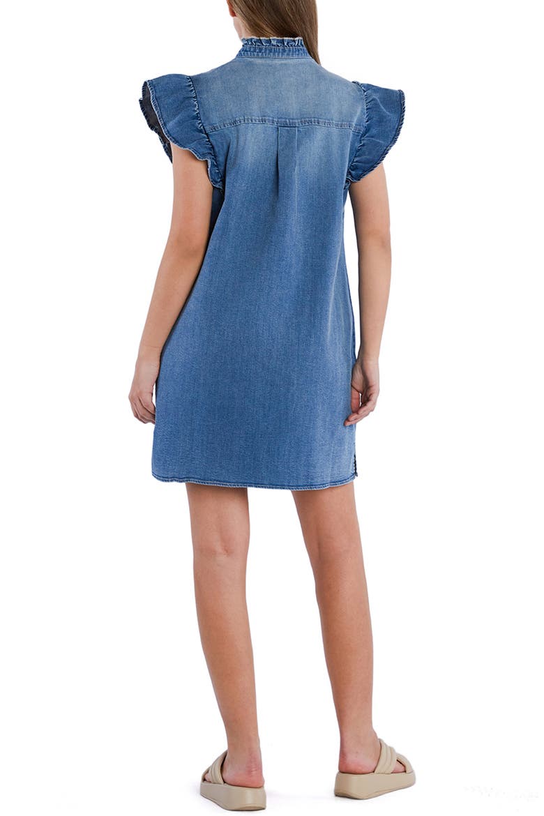Ruffle Denim Dress, Alternate, color, VINTAGE DENIM