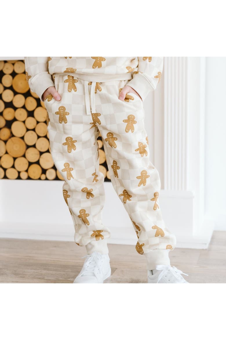 Gingerbread Christmas Checkered Jogger, Alternate, color, Ivory
