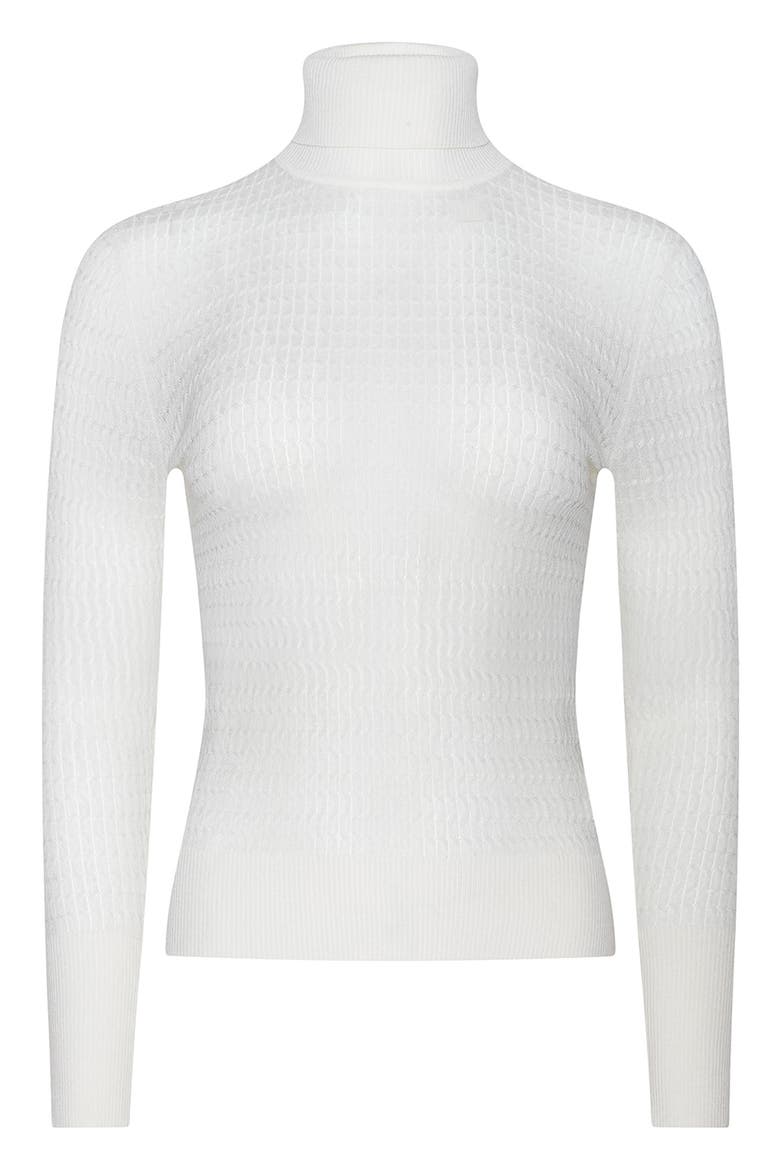 Umbra Cable Wool Turtleneck Top, Alternate, color, IVORY