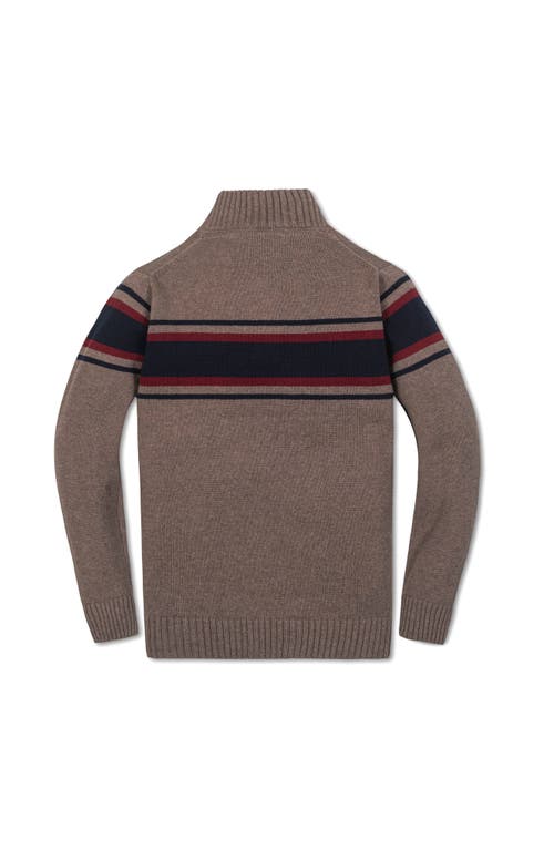 Hope & Henry Kids' Organic Long Sleeve Half Zip Sweater With Engineered Stripe In Pink