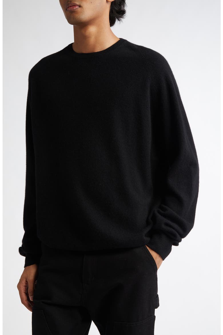 Cashmere Crewneck Sweater, Alternate, color, BLACK